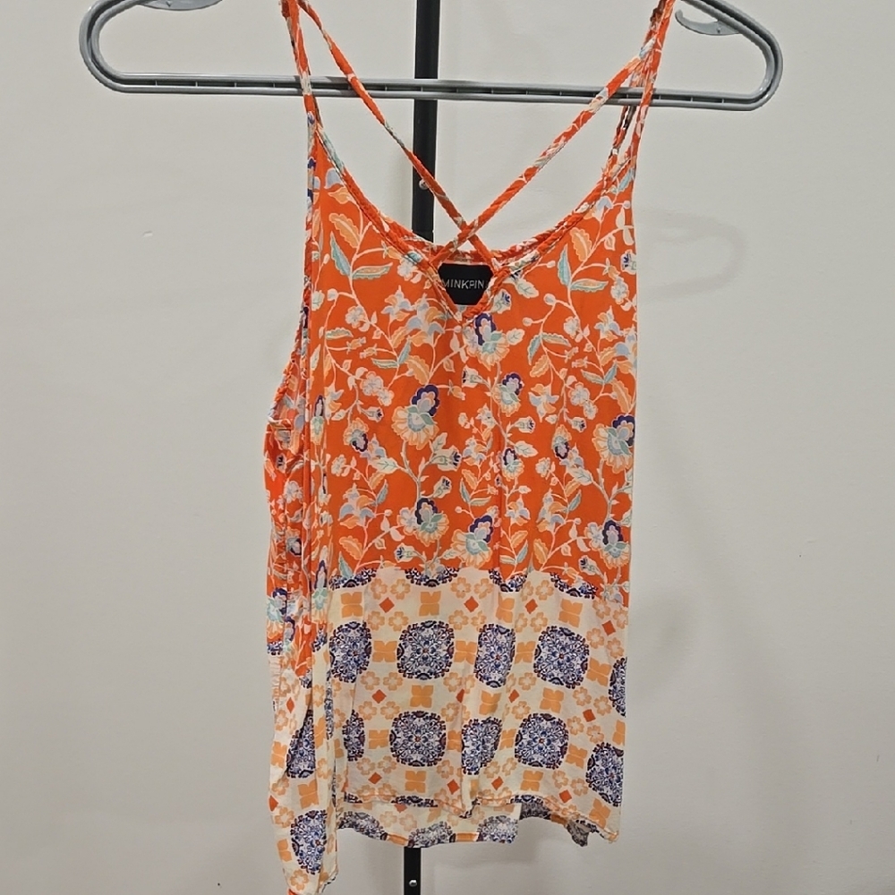Vineyard Vines Orange White Asymmetrical Camisole